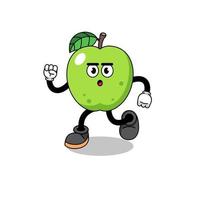 lopende groene appel mascotte illustratie vector