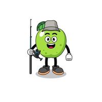 mascotte illustratie van groene appel visser vector