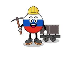 mascotte illustratie van russische vlag mijnwerker vector