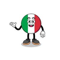 italië vlag cartoon met welkom pose vector