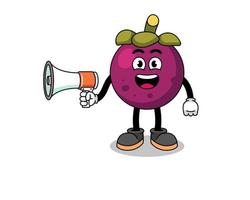 mangosteen cartoon afbeelding met megafoon vector