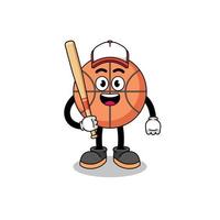 basketbal mascotte cartoon als een honkbalspeler vector