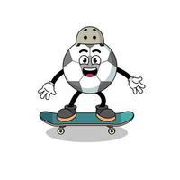 voetbalmascotte die een skateboard speelt vector