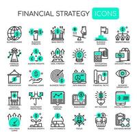 Set van zwart-wit dunne lijn financiële strategie iconen vector