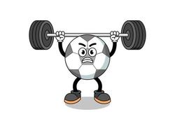 voetbal mascotte cartoon optillen van een barbell vector