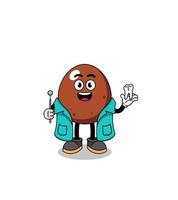 illustratie van chocolade-ei-mascotte als tandarts vector