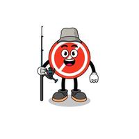 mascotte illustratie van stopbord visser vector