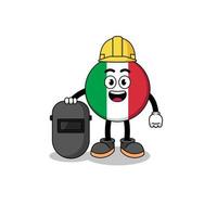 mascotte van italië vlag als lasser vector