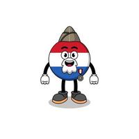 karakter cartoon van nederlandse vlag als veteraan vector