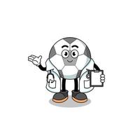 cartoon mascotte van voetbal dokter vector