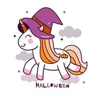 Halloween Cute Unicorn cartoon vector