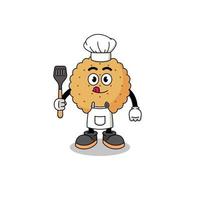 mascotte illustratie van koekje ronde chef vector