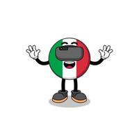 illustratie van de vlag van italië met een vr-headset vector