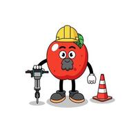 karakter cartoon van appel bezig met wegenbouw vector