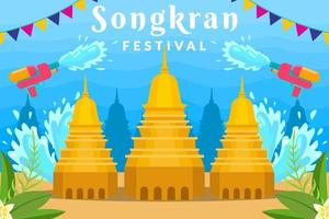 songkran festival horizontale banner achtergrond afbeelding vector