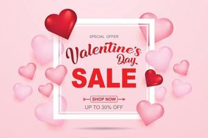 Valentijnsdag verkoop achtergrond met hart. vectorillustratie. behang, flyers, uitnodiging, posters, brochure, banners vector