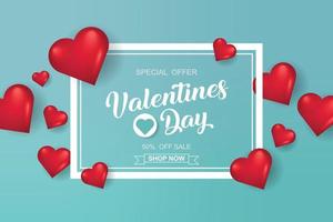 Valentijnsdag verkoop achtergrond met hart. vectorillustratie. behang, flyers, uitnodiging, posters, brochure, banners vector