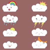 schattige cartoon wolk emoji's ingesteld karakter vector