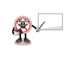 mascotte cartoon van niet roken teken leraar vector
