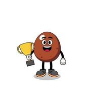 cartoon mascotte van chocolade ei met een trofee vector