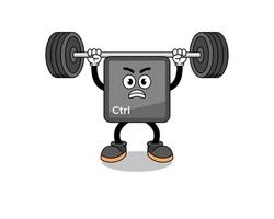 toetsenbord bedieningsknop mascotte cartoon optillen van een barbell vector