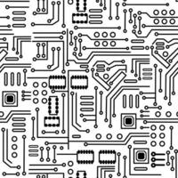 vectorillustratie van naadloze elektronische printplaat chip-set achtergrond. vector