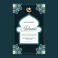 islamitisch evenement uitnodigingskaart frame achtergrond eenvoudig plat ontwerp vector