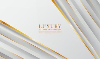 3D-witte luxe abstracte achtergrond overlappende lagen op heldere ruimte met gouden strepen effect decoratie. grafisch ontwerpelement toekomstig stijlconcept voor flyer, banner, brochureomslag of bestemmingspagina vector