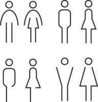 mannen en vrouwen toilet bewegwijzering set. toilet symbool. zwarte silhouetten van mensen. vector illustratie