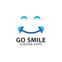 smile sport logo sjabloon met dumble voor sportschool en gezondheidswinkel vector
