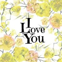 Waterverf Bloemenvalentijnskaart I Love You Background vector