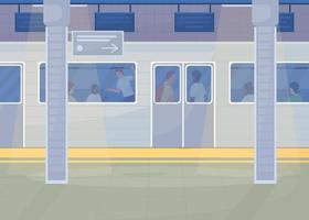 metrostation met elektrische trein egale kleur vectorillustratie vector