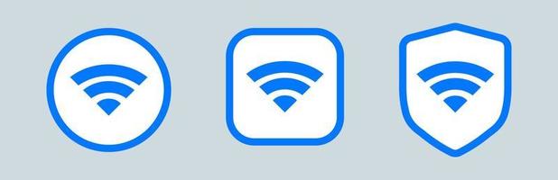 draadloos en wifi-pictogram of teken voor externe internettoegang. verschillende blauwe en witte wifi icon set. vector