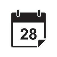 kalenderdatum, datumnotities, kantoorgebeurtenispictogramsjabloon zwarte kleur bewerkbaar. kalender datum symbool platte vectorillustratie voor grafisch en webdesign. vector