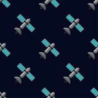 Satelliet naadloos patroon op donkerblauw vector