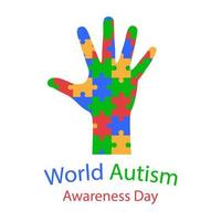 illustratie van wereld autisme dag. hand met puzzels vector
