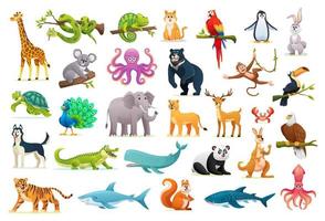 reeks illustraties van wilde dieren