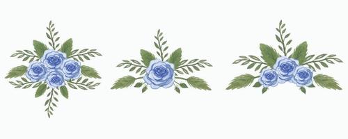 set van aquarel wilde bloemen hand getekende bladeren en bloemen met boeket elementen geïsoleerde collectie vector