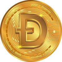 doge munt cryptocurrencydoge logo gouden munt gedecentraliseerd digitaal geld concept vector