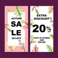 Herfst verkoop verticale banners set met aquarel bladeren vector