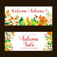 Mooie aquarel herfst verkoop banner set vector
