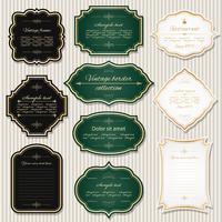 Vintage gouden frames en labels ingesteld. vector