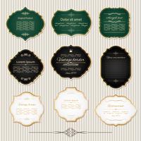 Vintage gouden frames en labels ingesteld. vector