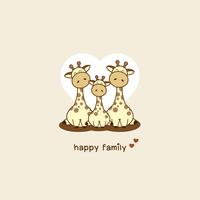 Familie van giraffen. Papa moeder en baby giraffe cartoon. vector