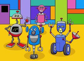 groep stripfiguren tekenfilmrobots vector