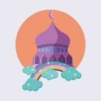 moskee met violette kleuren en regenboogontwerp vectorillustratie vector