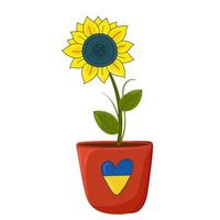 zonnebloem in een pot. symbool van Oekraïne en hart. vector