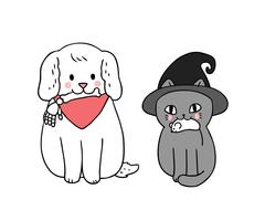 Halloween, kat en hond vector