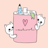 Cartoon schattige katten en notitieboek vector