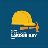 vector gefeliciteerd voor de internationale dag van de arbeid. eenvoudige en elegante illustratie. afbeelding gele helm